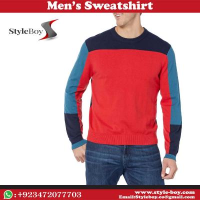 Men's Color Block Creck Neck Sweater.