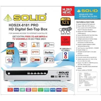 SOLID HDS2X-8181PRO H.265 T2-MI HEVC DVB-S2X FullHD FTA Set-Top Box - Delhi Other