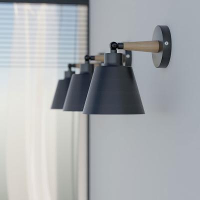 Black Wall Sconces with Wood-Metal Fusion, E27 Bulbs - Modern Elegance - Coventry Electronics