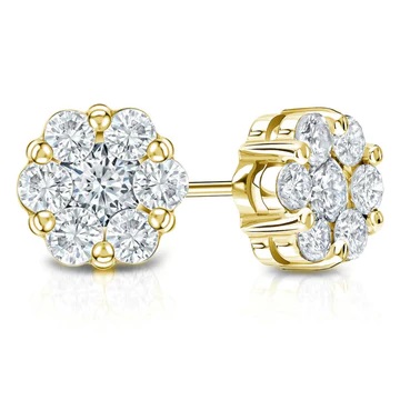 Yellow Gold Fancy Diamond Stud Earrings