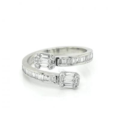 Baguette Shape Cluster Diamond Ring Crafted In 18K White Gold – Emiratesdiamonds - Dubai Jewellery