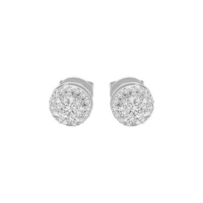 Cluster Diamond Earring Crafted In 18K White Gold – Emiratesdiamonds - Dubai Jewellery