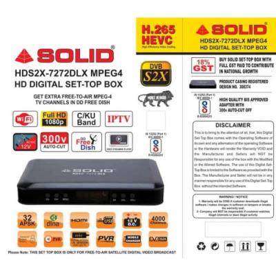 SOLID HDS2X-7272DLX DVB-S2X H.265 HD FTA Set-Top Box - Delhi Electronics