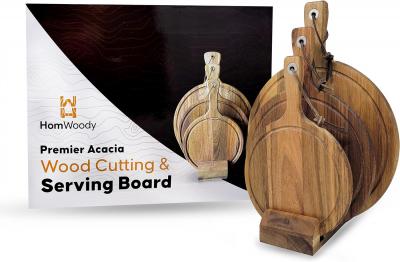 Wood serving board set
