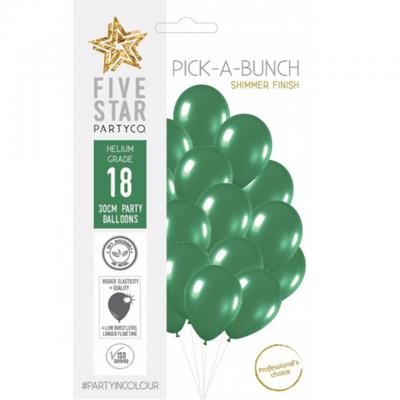 Shimmer Green Latex Balloons 30 CM Pack of 18 | Discount Party Warehouse 