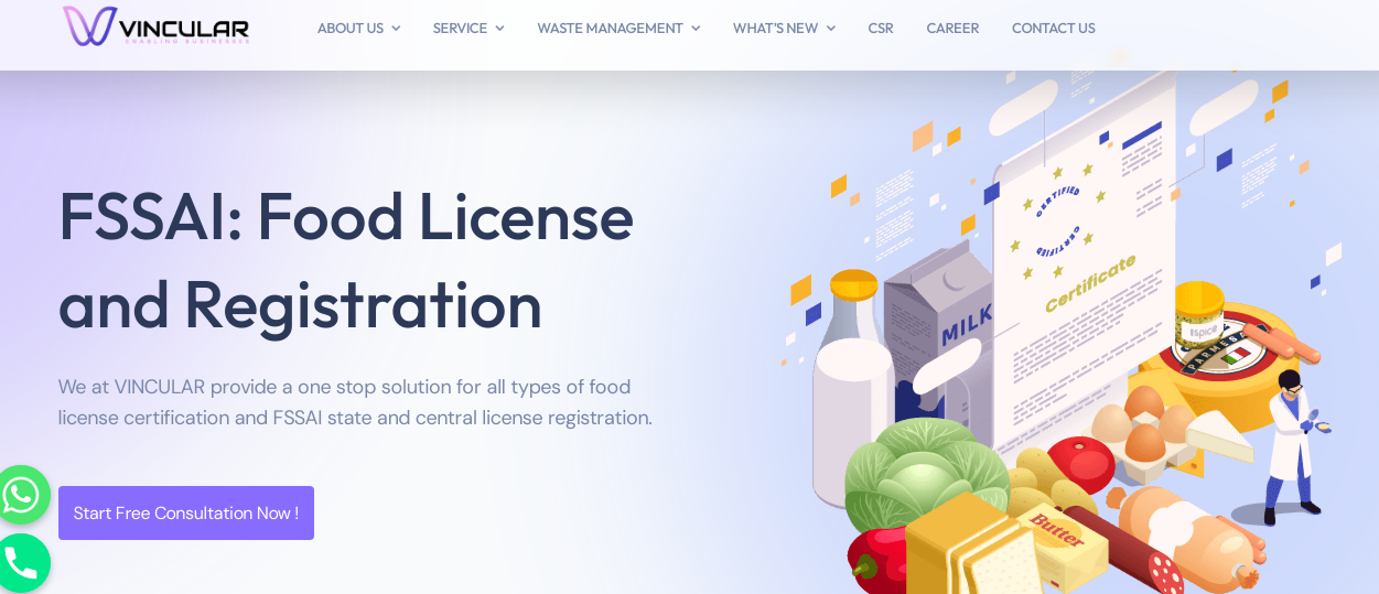 FSSAI Registration Services | VINCULAR - Your Food License Partner - Delhi Other