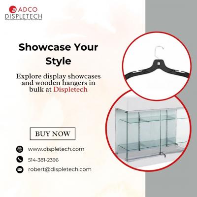 Showcase Your Style: Explore display showcases and wooden hangers in bulk at Displetech