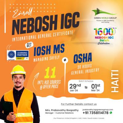 Grab The Opportunity with Offers- Nebosh Course in Haiti