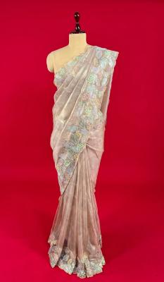 Mauve Colour Organza Tissue Embroidered Saree | Kothari Sons - Gwalior Clothing