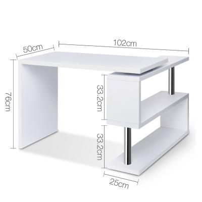 Artiss Rotary Corner Desk with Bookshelf - White - Brisbane Furniture