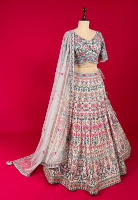 Peach Colour Raw Silk Lehenga With Embroidered Blouse | Kothari Sons - Gwalior Clothing