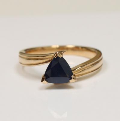 Trillion Shape Blue Sapphire Solitaire Ring