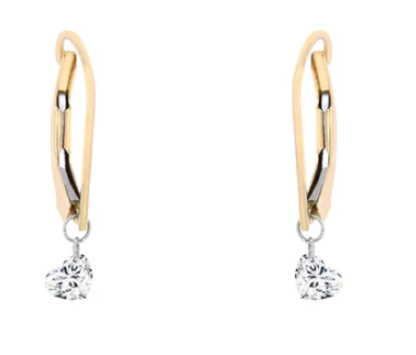 Buy 14K Yellow Gold Earrings with Heart-Shaped Diamonds, Greenbrae - New York Jewellery