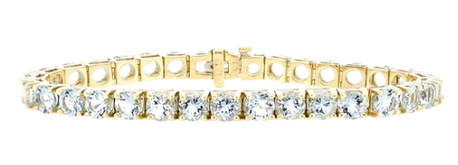 14K YELLOW GOLD TENNIS BRACELET WITH AQUAMARINE - New York Jewellery