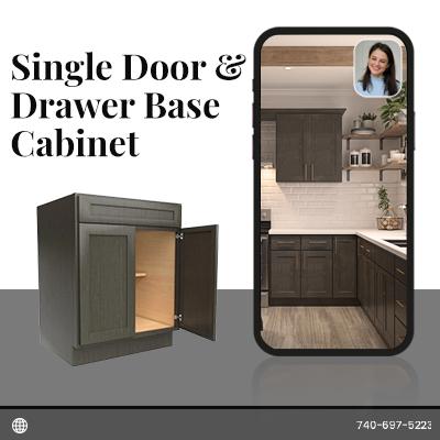 Sleek Smoky Grey Double Door Base Cabinet - Order Now