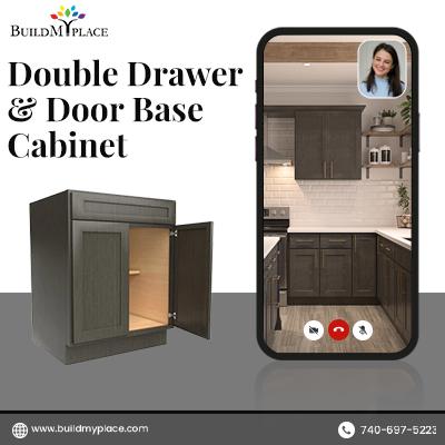 Order Elegant Smoky Grey Double Drawer & Door Base Cabinet