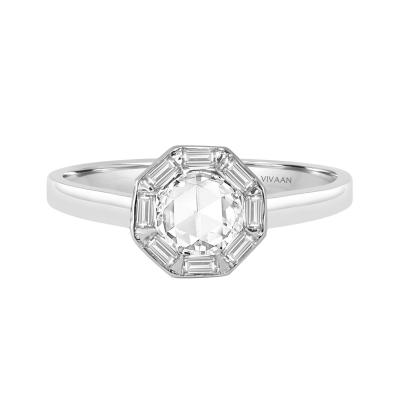 CLASSIC ROSE CUT DIAMOND ‘HEXAGON’ RING WITH BAGUETTES — VIVAAN - New York Jewellery