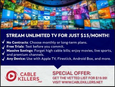 Stream unlimited TV $15 per MONTH