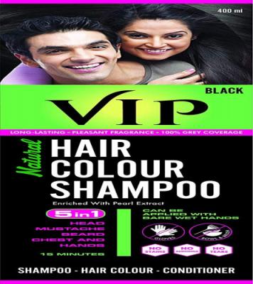 VIP Hair Color Shampoo Black 400ml for Men and Women