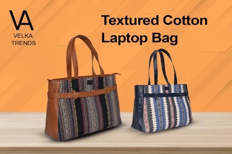 Textured Cotton Laptop Bag-Velkatrends - Gurgaon Other
