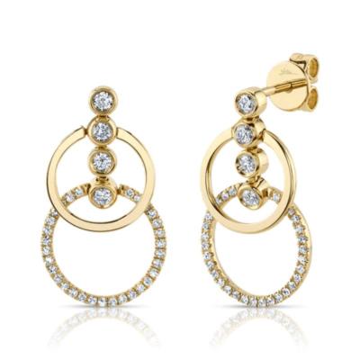 Yellow Gold Diamond Bezel Set Circle Earrings - Other Jewellery