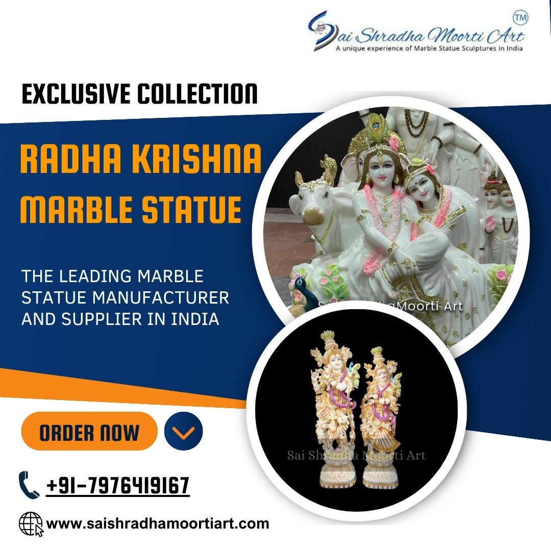 Exclusive Collection of Marble Radha Krishna Statue