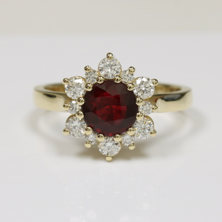 Shop For Ruby Prong Set Halo Ring