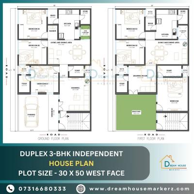 Dream House Makerz Presents: Modern Duplex 3-BHK House Plan Design