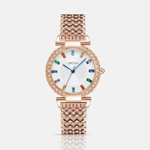 White Dial Studded Gold Analog Watch - Delhi Other