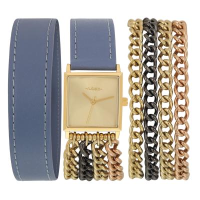 Shop The Stylish The Dream Wrap - Square Gold - Blue Strap Watch at Rubato