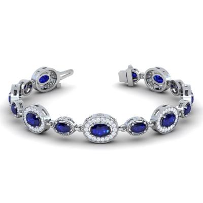 Blue Sapphire Bracelets With 14K White Gold 