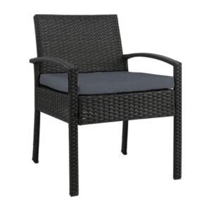 Gardeon Outdoor Furniture Bistro Wicker Chair Black - Brisbane Furniture