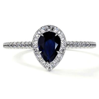 Sapphire & Diamond Halo Ring (0.83cttw)