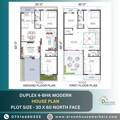 Luxurious Single Floor Modern House Design: Duplex 4-BHK Plan