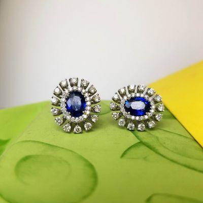 Beautiful Sapphire Ear Studs - Delhi Jewellery