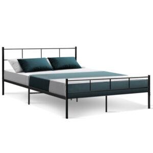 Artiss Metal Bed Frame Queen Size Platform Foundation Mattress Base SOL Black - Brisbane Furniture
