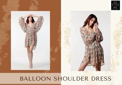 Trendy Balloon Shoulder Dress Online by The Cutting Story - Surat Clothing