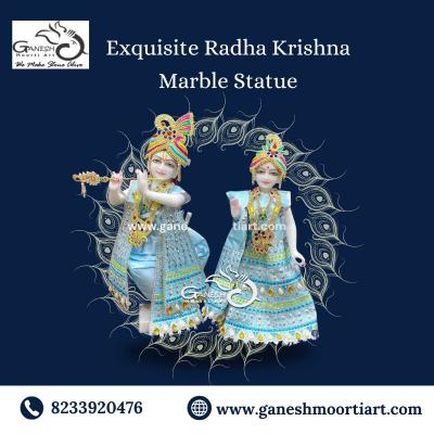 Exquisite Radha Krishna Marble Statue