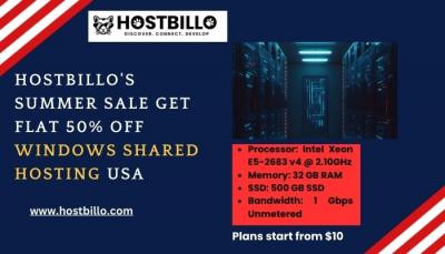 Hostbillo's Summer Sale - Get Flat 50% off Windows Shared Hosting USA  - Surat Hosting