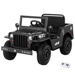 Rigo Kids Ride On Car Off Road Military Toy Cars 12V Black - Brisbane Toys, Games