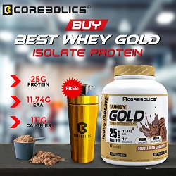 Shop the Best Whey Gold Isolate Protein :- Corebolics + Free Gold Steel Shaker  - Delhi Other