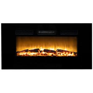 CARSON 100cm Electric Fireplace Heater Wall Mounted 1800W Stove with Log Flame Effect - Brisbane Home Appliances