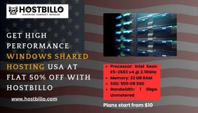 Get High-Performance Windows Shared Hosting USA at Flat 50% off with Hostbillo  - Surat Hosting