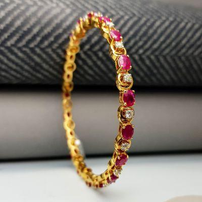 Ruby and Diamond studded Bangle - Delhi Jewellery