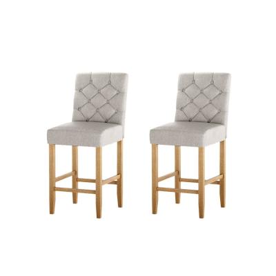 Artiss Bar Stools Kitchen Stool Wooden Barstools Linen Upholstered Chairs x2 - Brisbane Furniture
