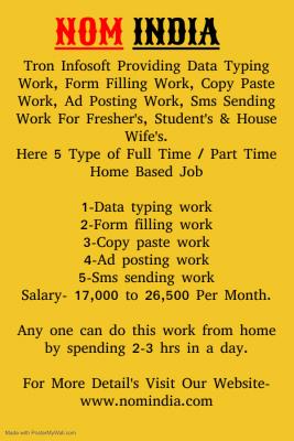 Time Home Based Data Entry Work / Home Part Based Copy Paste Form Filling Job - Ahmedabad Temp, Part Time