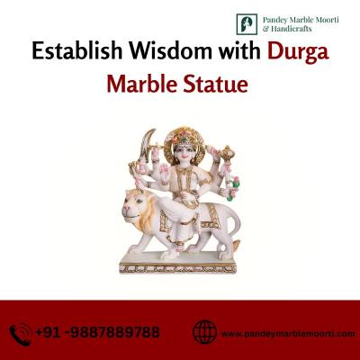 Establish Wisdom with Durga Marble Statue - Jaipur Art, Collectibles