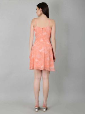 Peach Tropical Flared Dress - Gurgaon Clothing