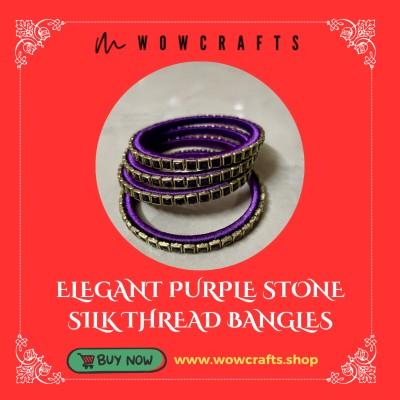 Elegant Purple Stone Silk Thread Bangles - Chennai Other