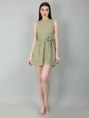 Sea green sleeveless fit & flared mini dress